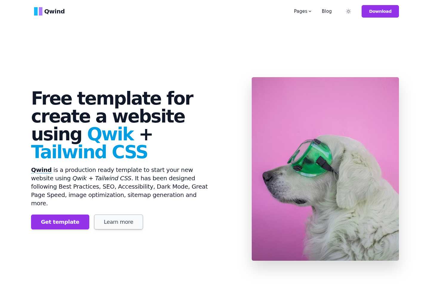 Qwind โ Free template for Qwik + Tailwind CSS to build your new website.